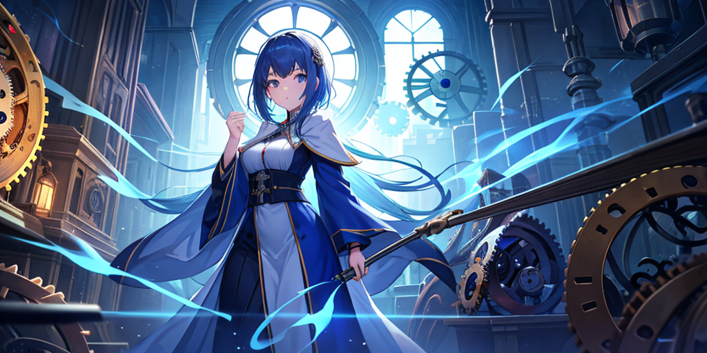 00240-3311980476-(Close-up_1.2), 1girl, solo, standing inside a fantasy clock tower, blue hair, white eyes, magician robes outfit, intricate back.png